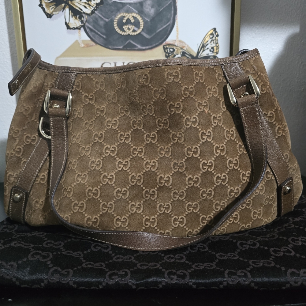 Gucci Guc Abbey Suede Tote